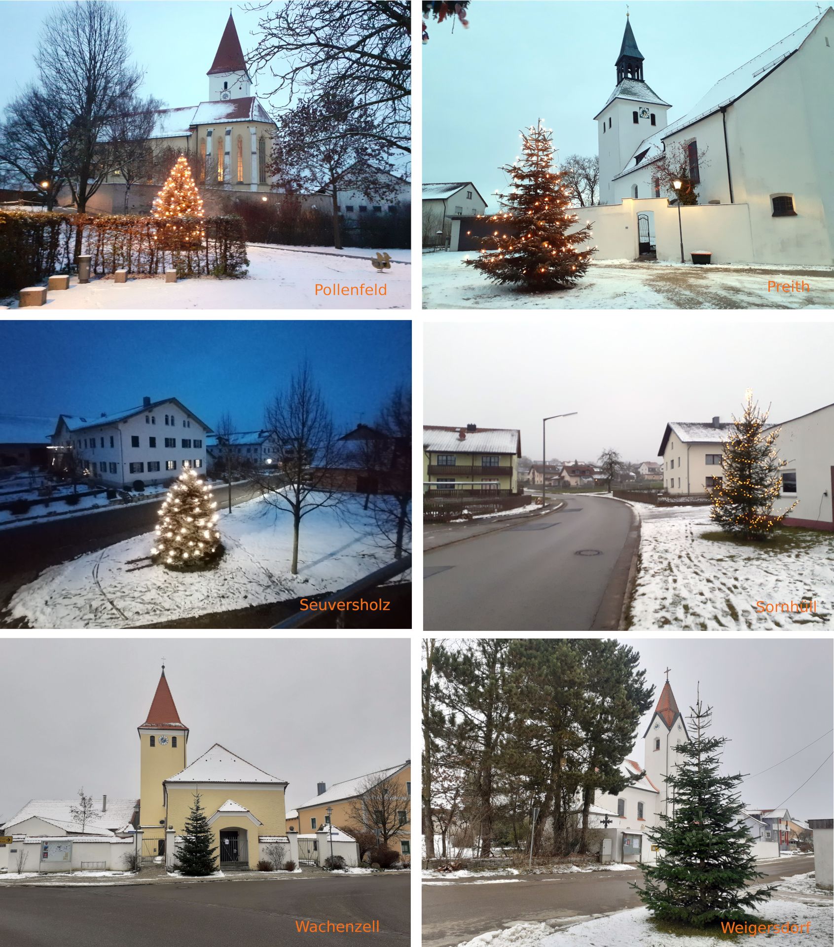Christbäume im Mittelpunkt aller Ortsteile der Gemeinde Pollenfeld
